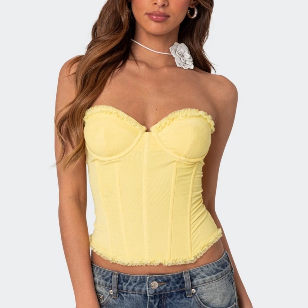Edikted Yellow Women's Corset Top
